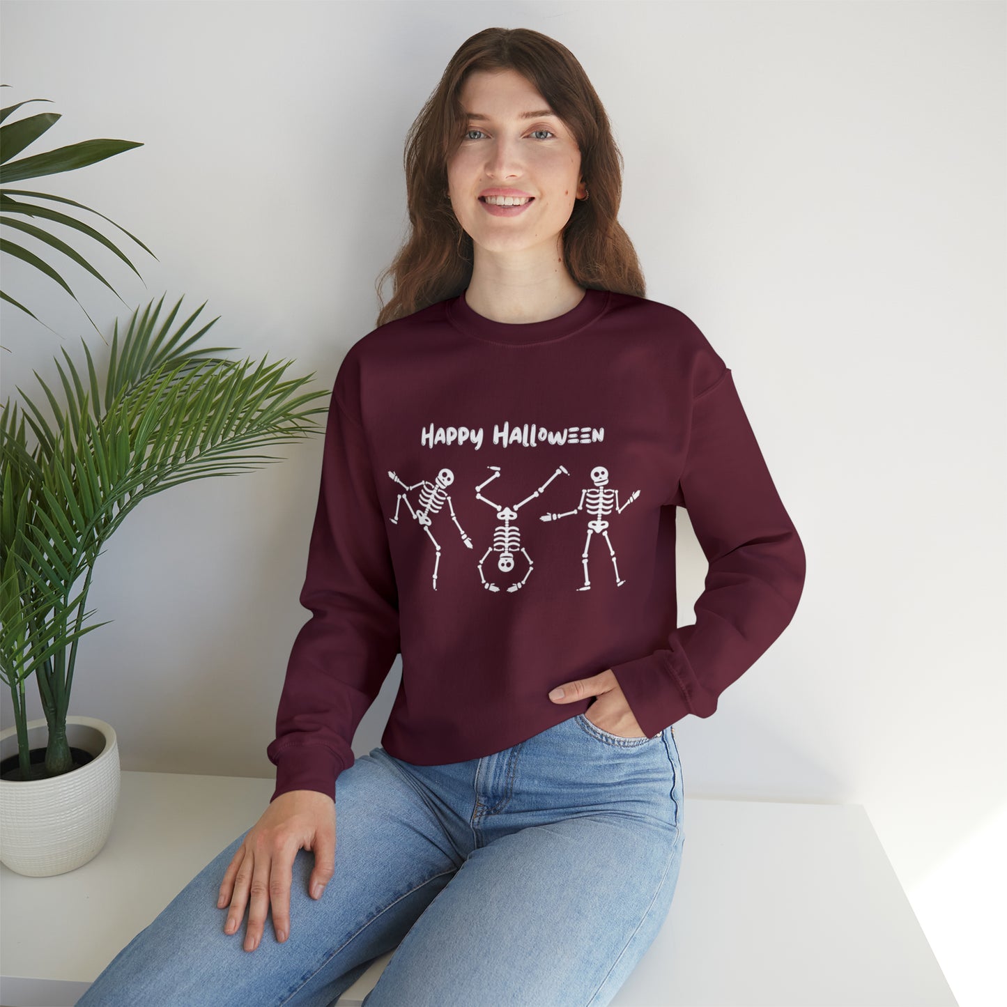 Happy Halloween Skeletons Crewneck Sweatshirt