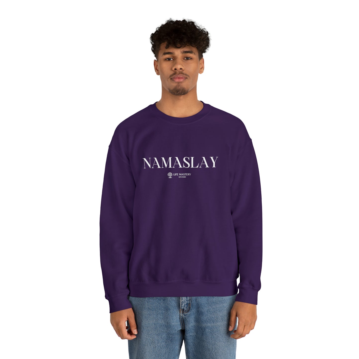 Namaslay - White - Life Mastery with Robin - Crewneck Sweatshirt