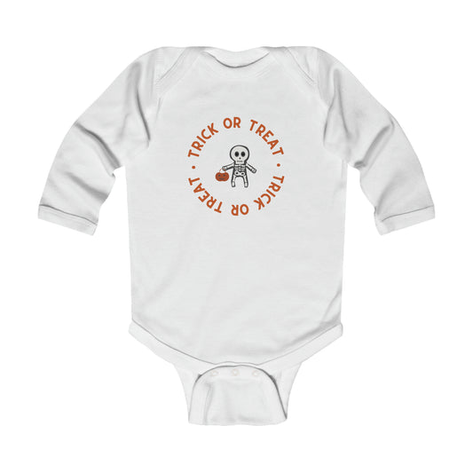 Skelly Trick or Treat Infant Long Sleeve Onesie