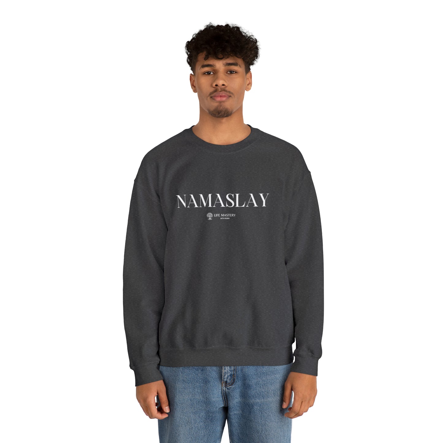 Namaslay - White - Life Mastery with Robin - Crewneck Sweatshirt