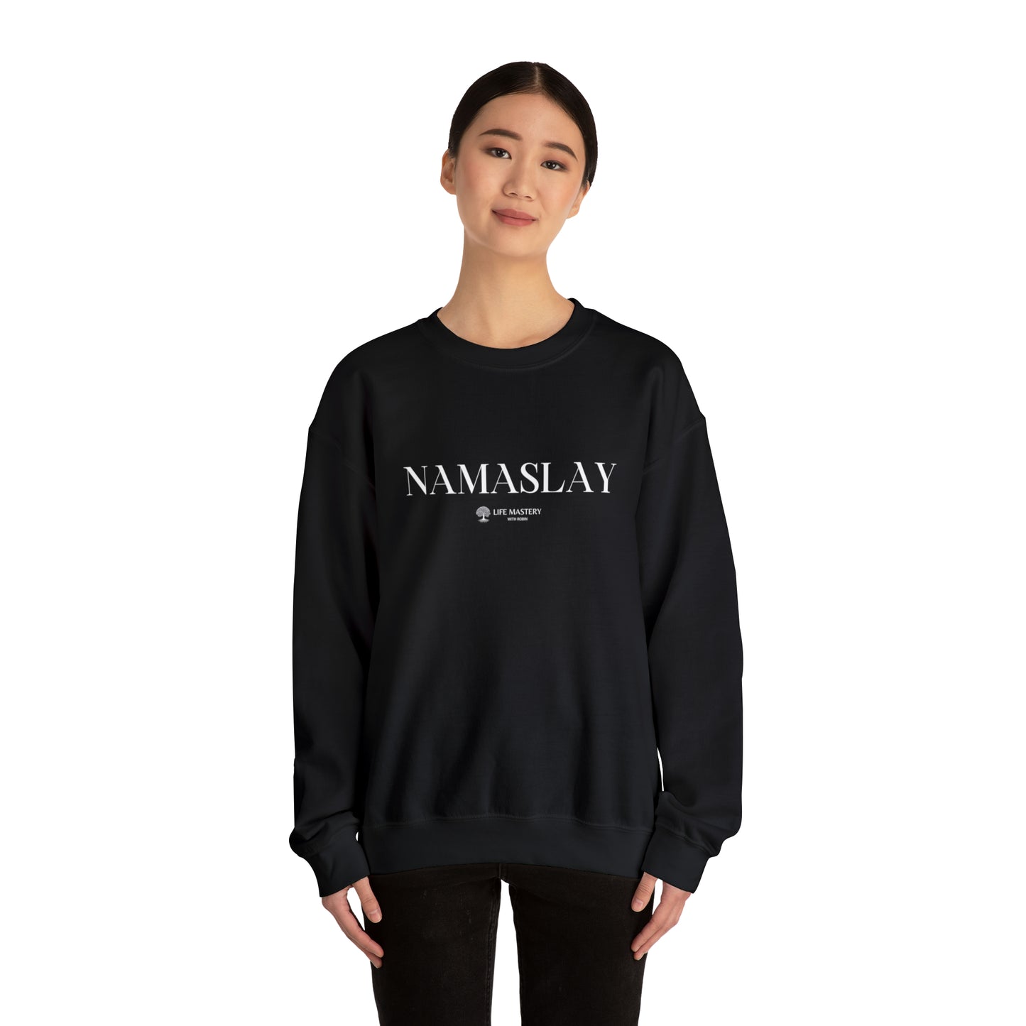 Namaslay - White - Life Mastery with Robin - Crewneck Sweatshirt